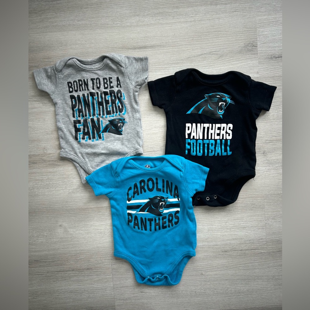 Carolina Panthers Football, Baby Onesies 3 Piece Set
